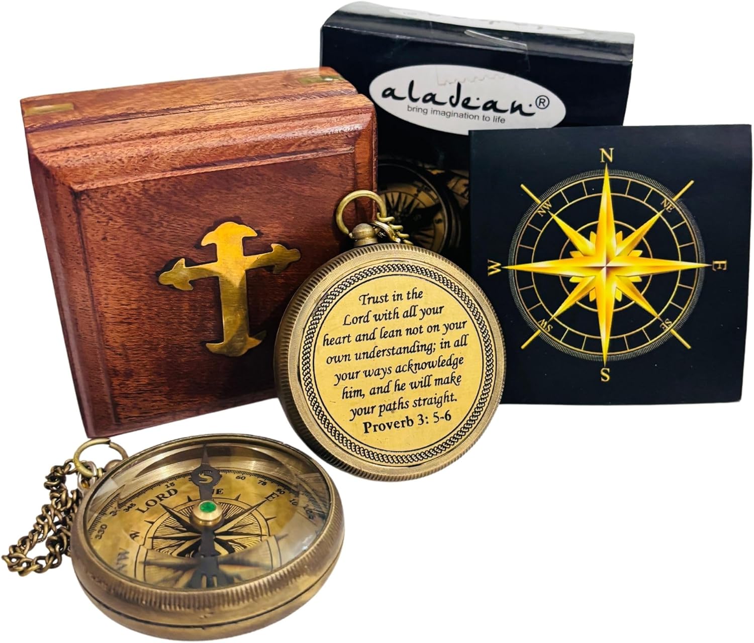 Trust In The Lord - Proverbs 3:5-6 Engraved Compass | Inspirational Gift for Men & Boys
