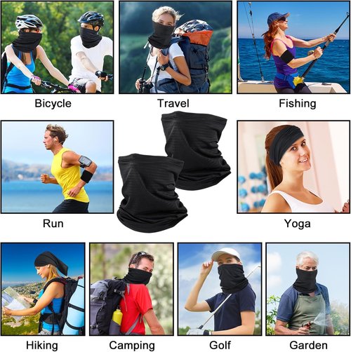Geyoga Cooling Neck Gaiter - Breathable UV Protection Face Mask | 2 Pack for Men & Women