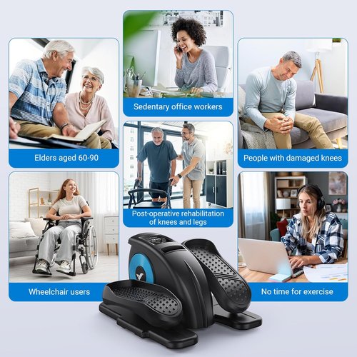 MERACH Under Desk Elliptical Machine - Portable Electric Leg Exerciser for Seniors | Fully Assembled with Remote & 12 Auto Modes