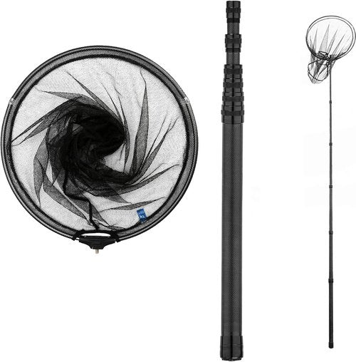 Carbon Fiber Extendable Fishing Net - 9ft/11.15ft Telescoping Handle | Rubber Coated, Holds Up to 20lbs