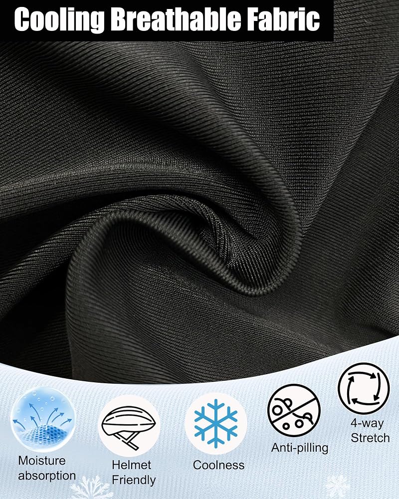 Cooling Skull Cap for Helmets - 3pcs Black, Sweat-Wicking Helmet Liner
