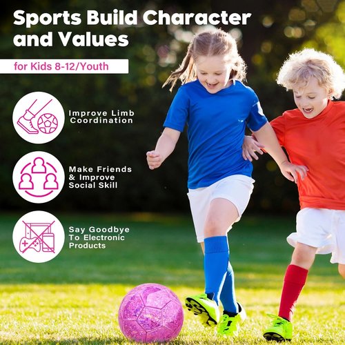 Glitter Pink Size 4 Soccer Ball by [Brand Name] - Perfect for Kids Aged 4-12 | Outdoor Sports Training
