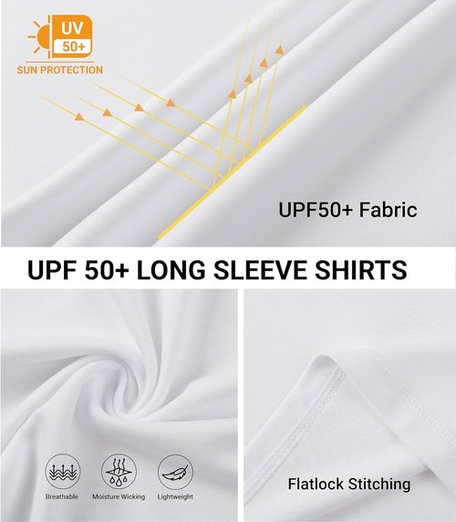 5T to Youth UPF 50+ Long Sleeve Rash Guard - Boys and Girls UV Protection Moisture Wicking Athletic T-Shirt