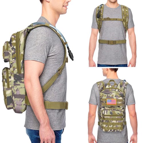 NOOLA Hydration Backpack with 3L TPU Water Bladder, Tactical Molle Water Backpack for Men Women, Hydration Pack for Hiking, Biking, Running and Climbing, Auriclash