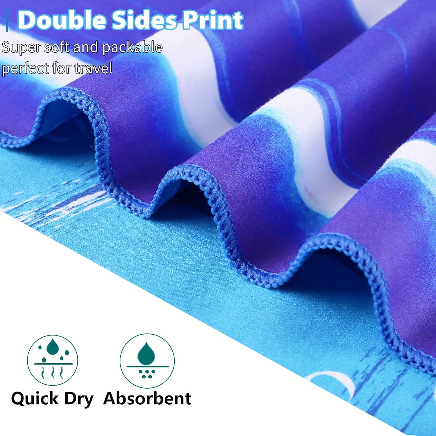 TwoYek Microfiber Beach Towels - Lightweight & Quick-Dry | 71x32 Oversized Sand-Free Travel Essentials
