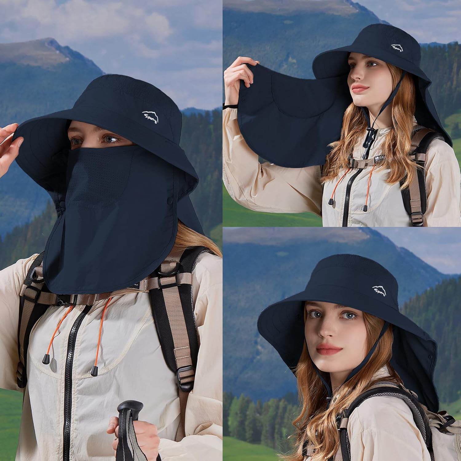 Skiennix Sun Hat - UPF 50+ UV Protection with Neck Flap | Wide Brim for Hiking & Fishing