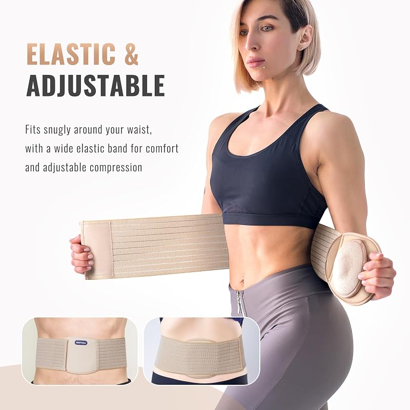 Large Umbilical Hernia Belt for Men & Women – Abdominal Support with 1 Pad