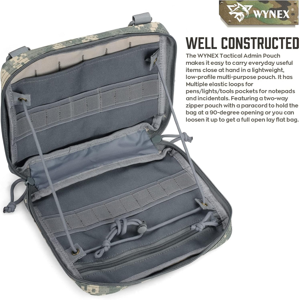 WYNEX Tactical Admin Molle Pouch - Durable 1000D Nylon Medical EDC Utility Bag for Hiking & EMT Use