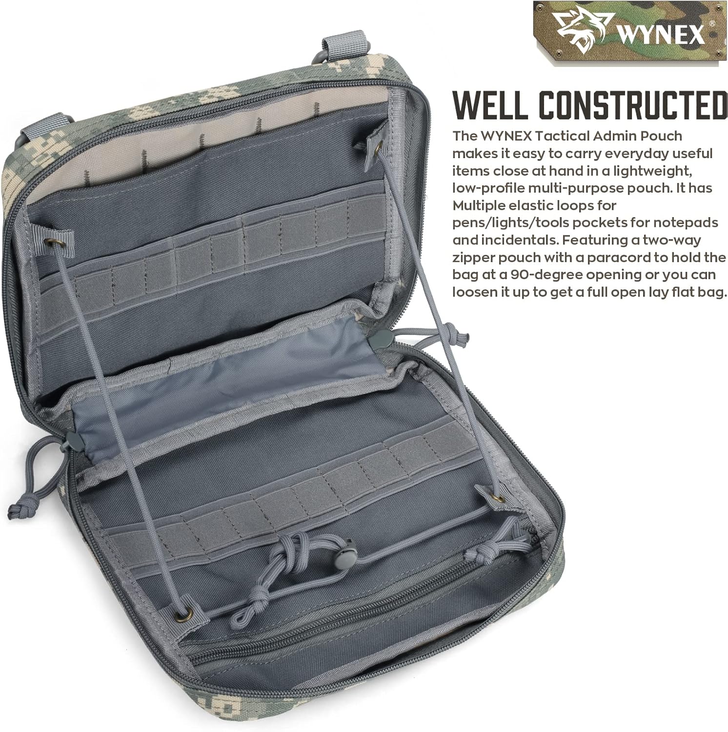 WYNEX Tactical Admin Molle Pouch - Durable 1000D Nylon Medical EDC Utility Bag for Hiking & EMT Use