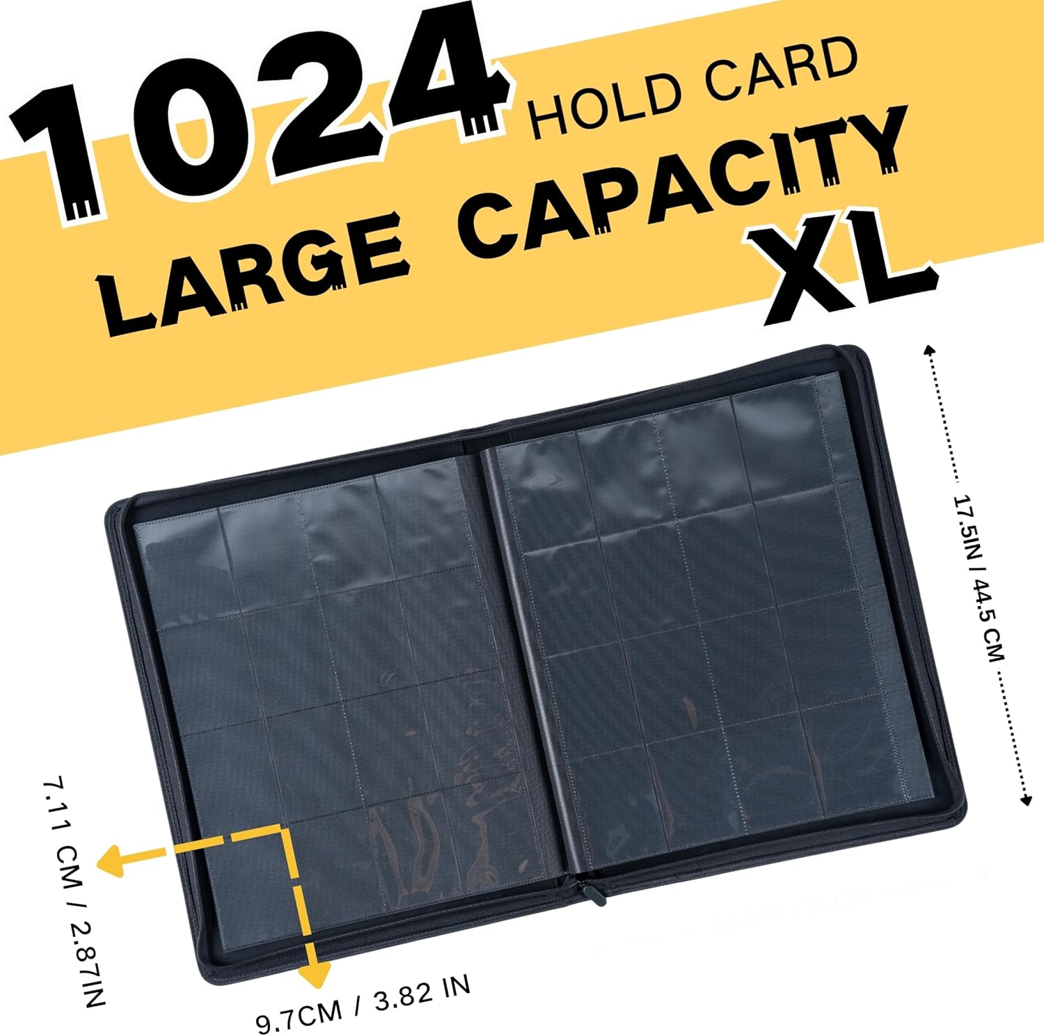 Skiennix 1000+ Pockets Trading Card Binder - 16-Pocket Album for MTG & Sports Cards | Black