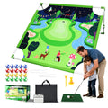 Owine Golf Chipping Game with Hitting Mat, Double Sided Golf Game Mat Set with 20 Sticky Balls & More Accessories Kits Portable Golfs Training for Indoor and Outdoor, Friends, Family Great Gifts