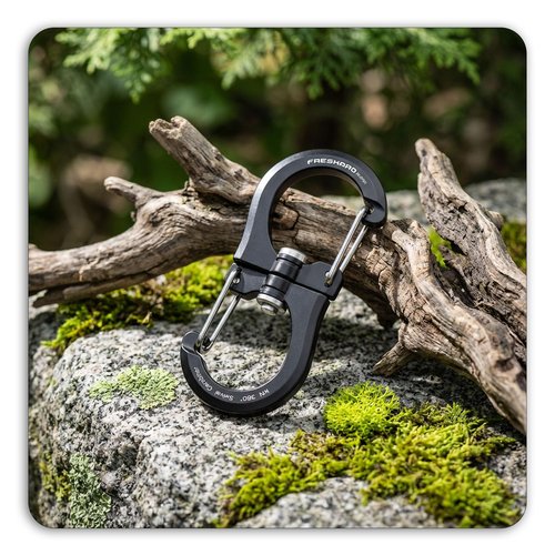 FresKaro 1kN Swivel Carabiner Clip, Heavy Duty Double-Ended Wire gate Carbineers, Small Non Locking Carabiners for Keys, Keychain, Hiking, Camping, Golf Bag, Water Bottle, Backpacking, Black, 5pcs