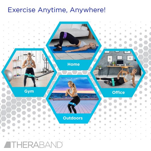 THERABAND Glute Band Loops, Fabric Exercise Bands for Home or Travel, Designed for Glute and Lower Body Strength, Set of 4 Loop Bands with Increasing Levels of Resistance, Ideal for Men and Women