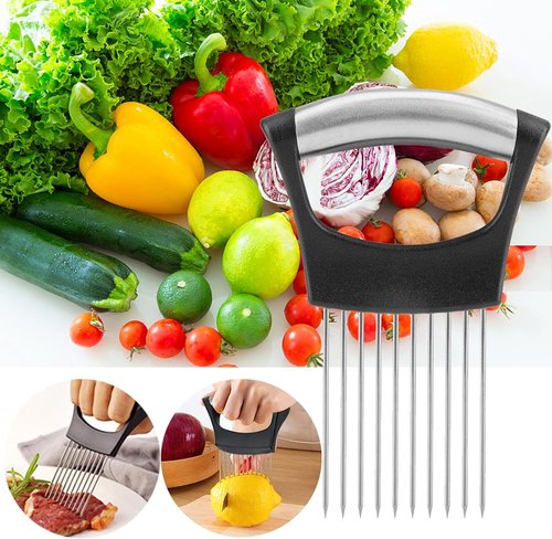 JAYVAR Onion Holder - Stainless Steel Vegetable Cutter for Slicing Onions, Tomatoes & More | Food Slicer Tool