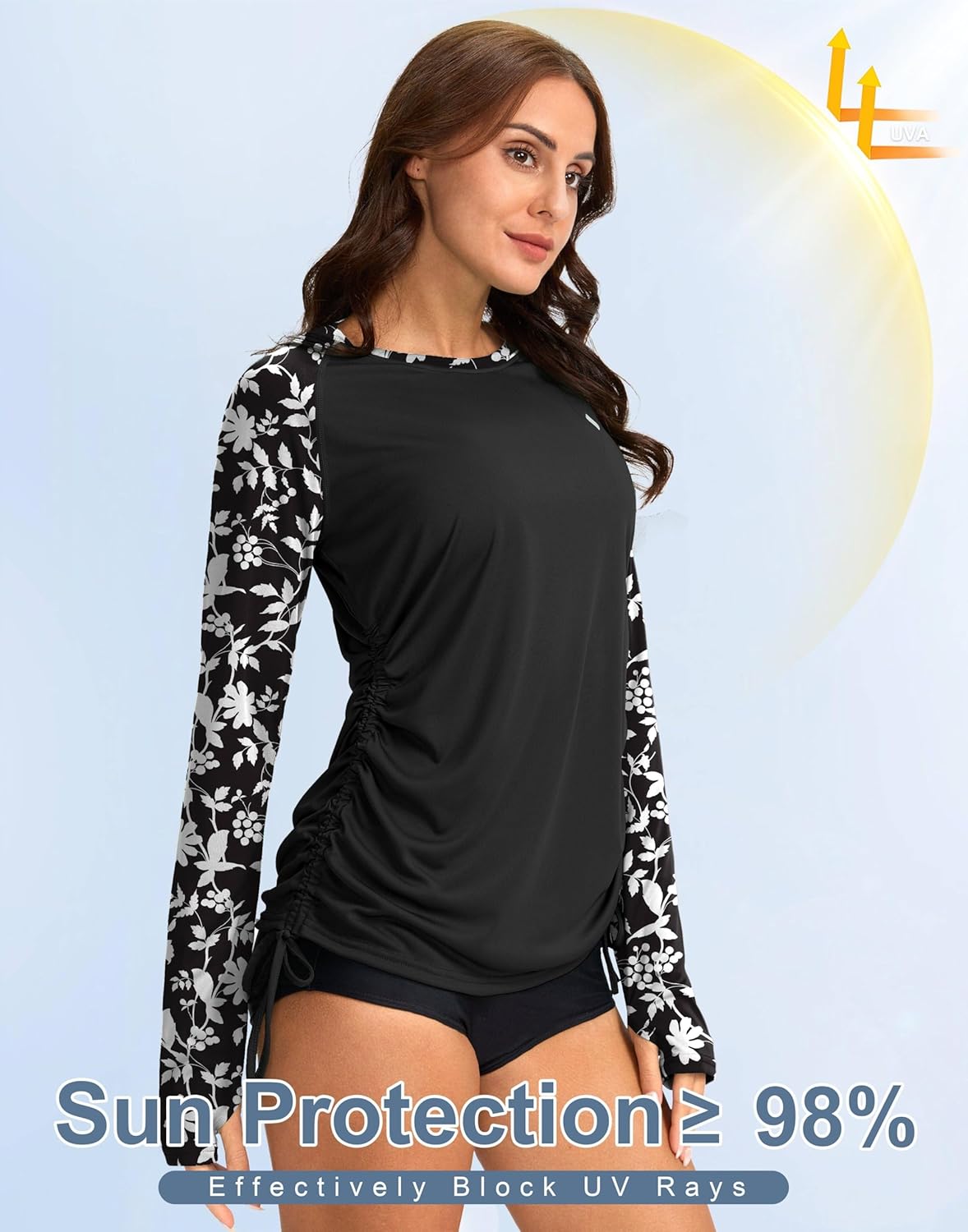 SANTINY Women's Rash Guard - UPF50+ Long Sleeve Swim Top for UV Sun Protection | Stylish & Comfortable