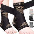 JIUFENTIAN Copper Ankle Brace Adjustable Compression Sleeve (Pair)-Ankle Support Heel Brace for Achilles Tendonitis, Plantar Fasciitis-Eases Swelling and Sprained Ankle(Large)