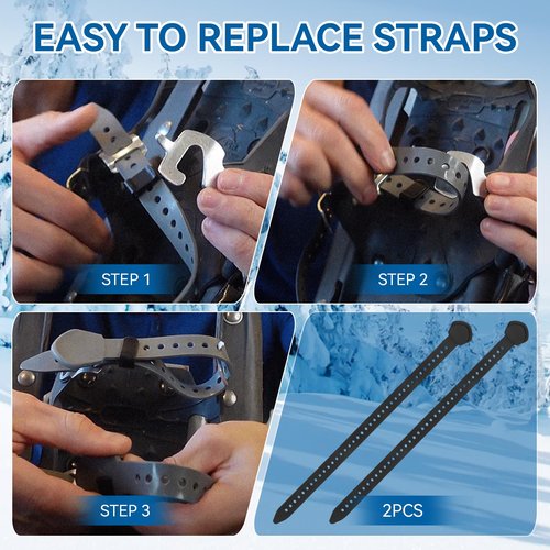 18 Inch Snowshoe Straps Replacement for MSR Snowshoe Binding Straps Kit - Compatible with MSR Denali Evo Ascent Snowshoes & PosiLock Bindings, Black, 2 Pack