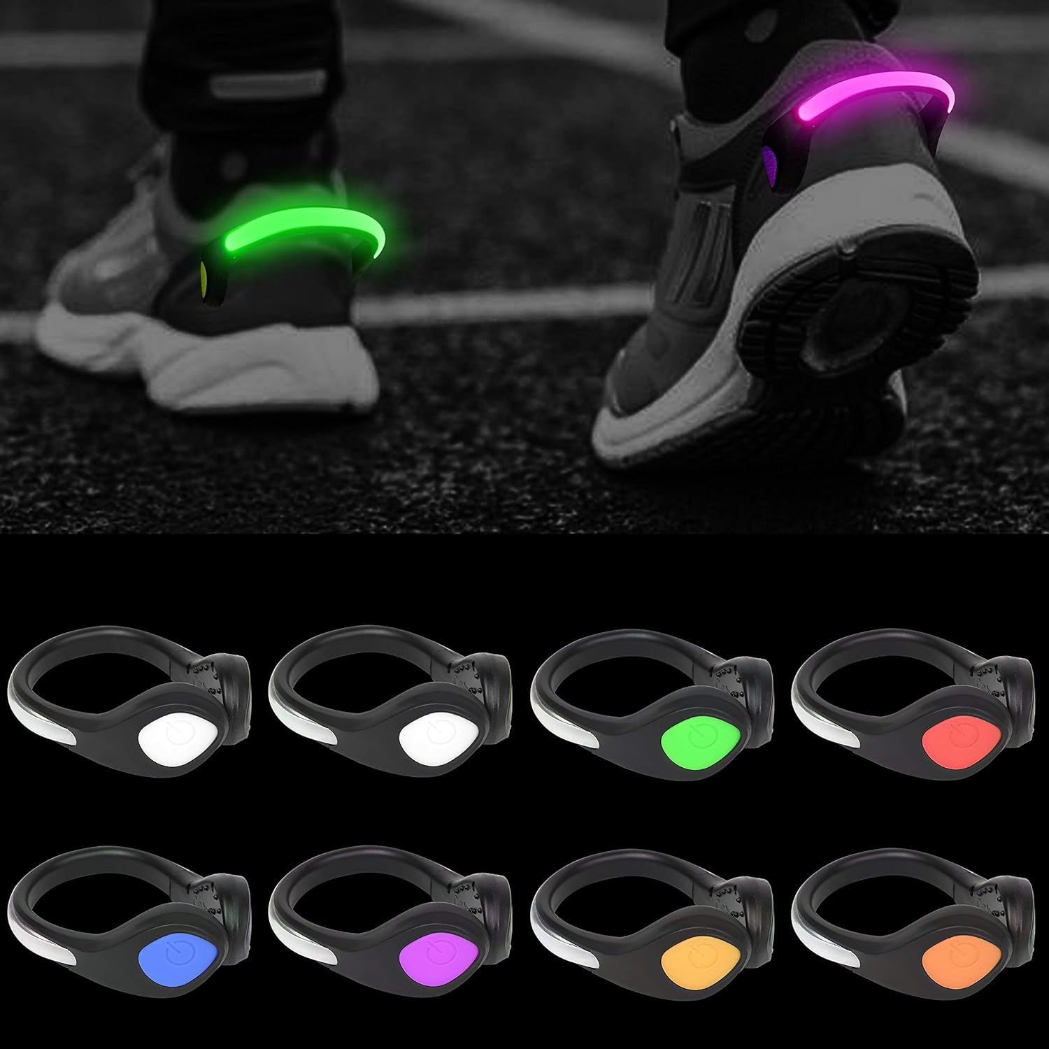 PROLOSO Shoe Lights - 8 Pack Clip-On Safety Lights for Night Running, Walking & Cycling