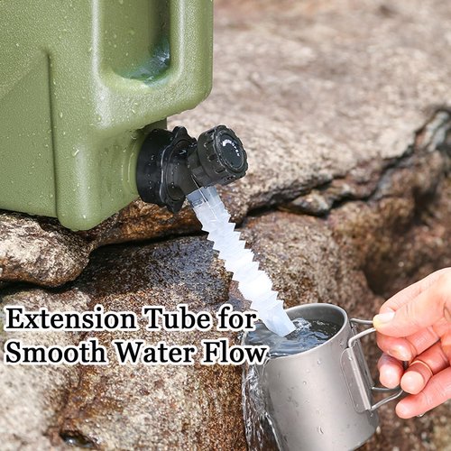 Xurwiin 5 gallon Camping Water Container with Spigot, Portable BPA-Free Water Jug for Camping Hiking Emergency Stroage (Army Green, 5, Gallons)