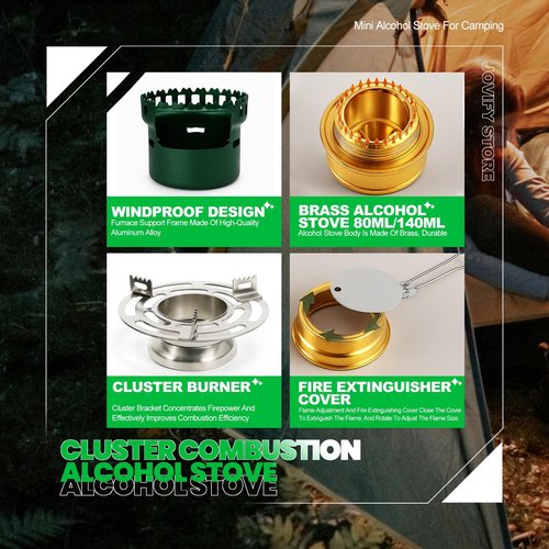 Alcohol Stove Camping Portable Backpacking Lightweight Alcohol Burner Stove with Aluminium Stand for Outdoor Hiking Picnic Emergency Coffee Camping