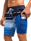 SILKWORLD Men's Swim Trunks - Quick Dry Bathing Suit with Zipper Pockets & Compression Liner
