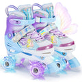 Roller Skates for Girls Boys, 4 Size Adjustable Roller Skates for Kids Toddler Youth with All Light up Wheels, Beginner Girls Skates Birthday Holiday Gifts for Indoor Outdoor (Small, Purple Blue)
