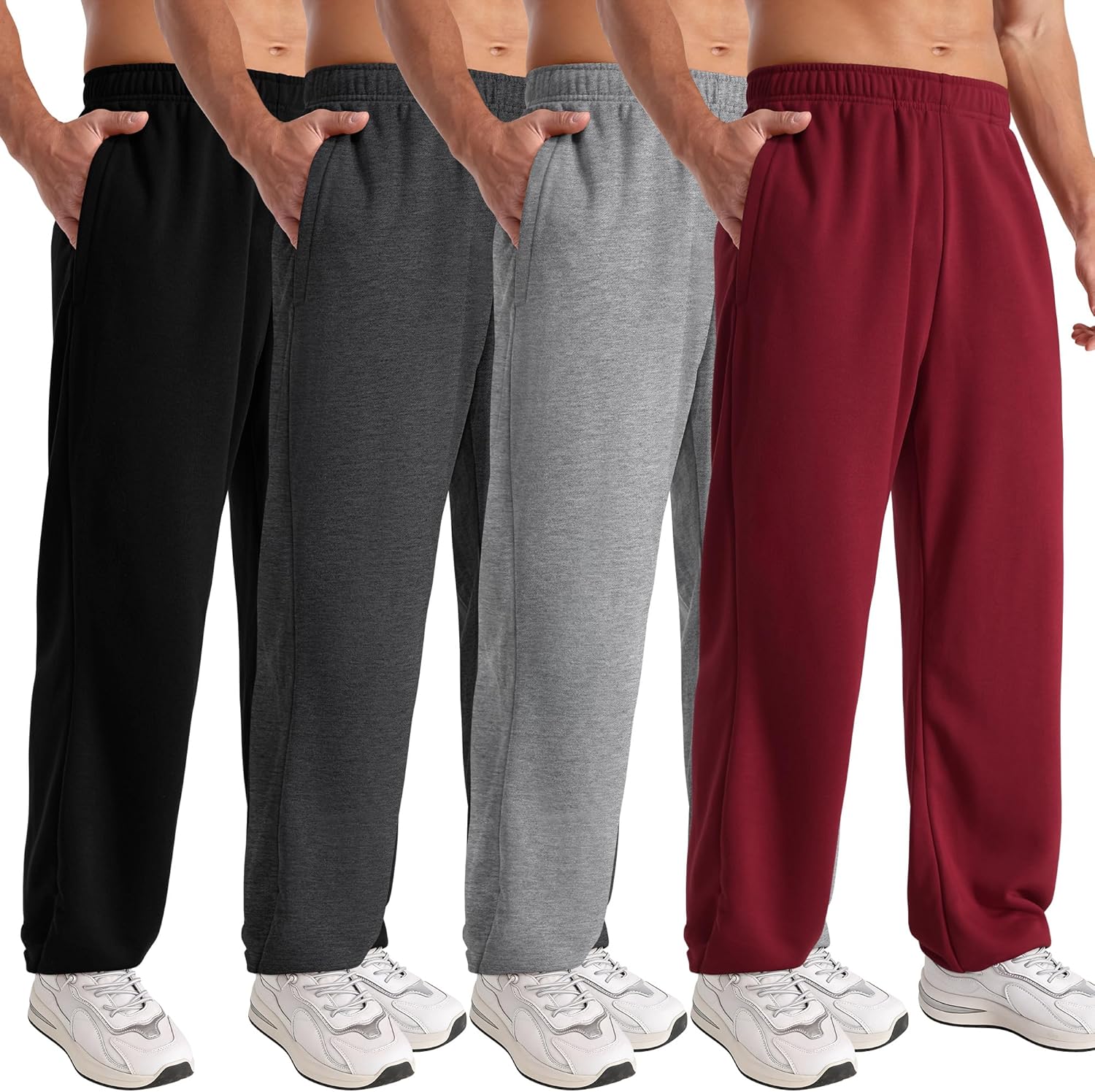 Skiennix Men's Athletic Joggers - Comfortable Sweatpants with Pockets for Gym Workouts | 4 Pack
