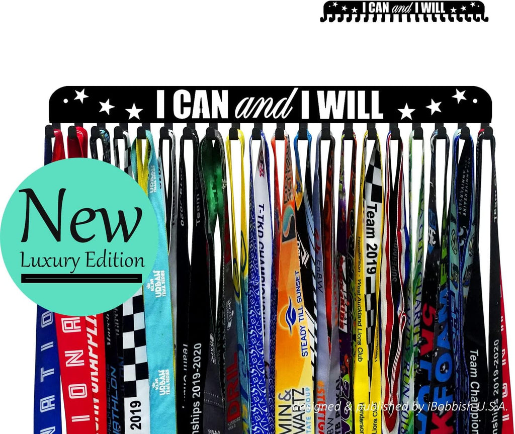 Premium Medal Display Hanger - "Never Give Up" Design with 20 Hooks | 16-Inch Wall-Mounted Medal Holder for Gymnastics, Race, Soccer, Swim