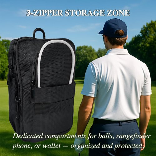 Golf Valuables Pouch for Men – Water-Resistant Organizer Bag with Clip, Golf Accessories Storage Case for Keys, Phone, Wallet