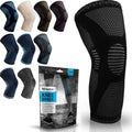 POWERLIX Knee Compression Sleeve - Ultimate Knee Support for Running & Sports | Black, Large