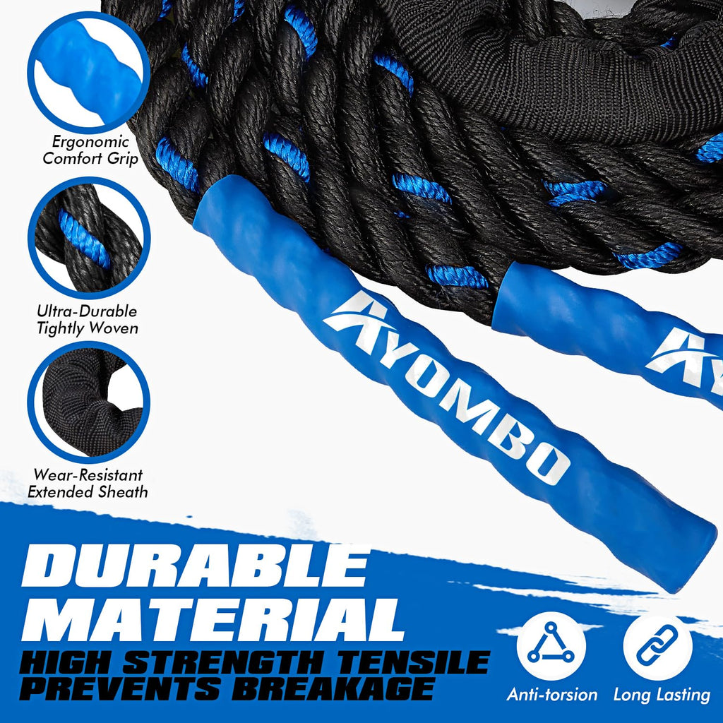 Ayombo Jump Rope, Weighted Jump Rope for Fitness, 1 lb Heavy Jump Ropes for Men Women, Battle Skipping Ropes for Exercise, Training Muscle Strength Speed Home Gym Workout Equipment