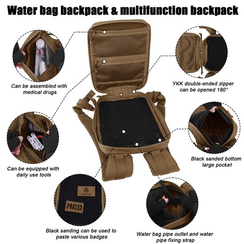 PETAC GEAR Tactical Molle Hydration Pack for 1.5L - Lightweight Water Reservoir Bag for Molle Vest Backpack, for Hiking, Hunting（CB）