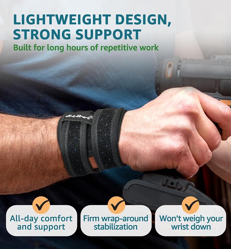 Adjustable Wrist Brace for TFCC Tears – Dual-Strap Support for Tennis, Gym & Daily Use (Black, 2 Pack)