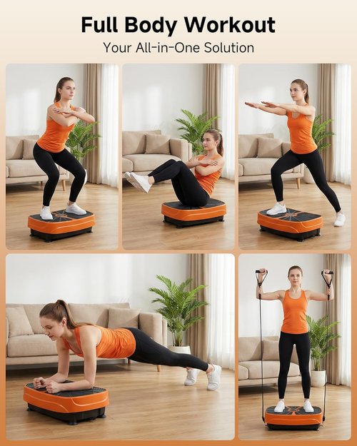 GORISE Vibration Plate Exercise Machine - Full Body Workout for Lymphatic Drainage & Weight Loss | Orange Fitness Platform with Remote