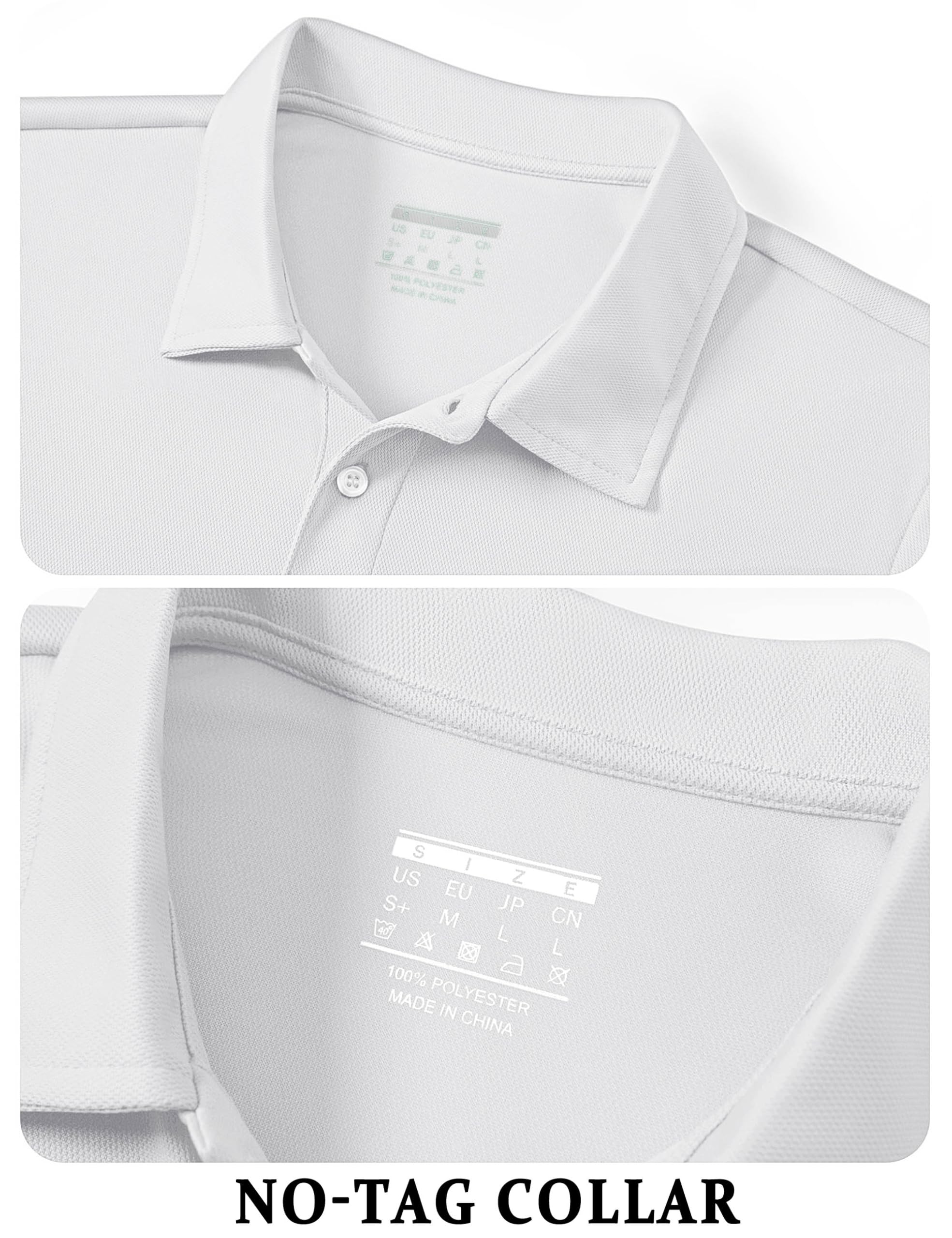 TACVASEN Mens Golf Shirt Dry Fit Mens Polo Shirts Short Sleeve Performance Golf Polos for Men with Collar Work Shirts White, 3XL