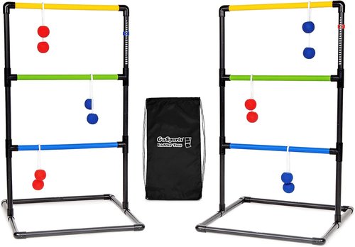 GoSports Ladder Toss Game Set - Indoor & Outdoor Fun with 6 Soft Rubber Bolo Balls & Travel Case