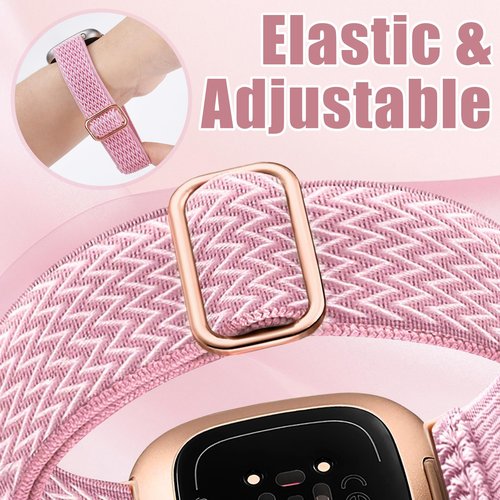 HAYONLIY 18 Pack Elastic Bands with Storage Case Compatible for Fitbit Versa 3/Versa 4/Fitbit Sense/Sense 2,Adjustable Stretchy Nylon Sport Replacement Strap for Women Men