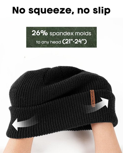 FURTALK Fisherman Beanie for Men Women - Knitted Unisex Winter Hat with Stretchy Comfort Outdoor All-Day Warmth