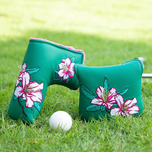 Golf Club Covers Azalea Embroidery Putter Headcover Driver Cover Fariway Wood Headcover Hybrid Cover Leather Mallet Putter Covers Blade with Magnetic Closure for Most Brand (for Blade Putter)