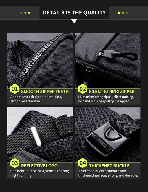 Peciees Mini Anti Theft Crossbody Sling Bag Small Chest Bag Dual Pocket Water Resistant Fanny Pack Running Phone Holder for Men Women Workout Travelling, 2 Sizes, Small Black