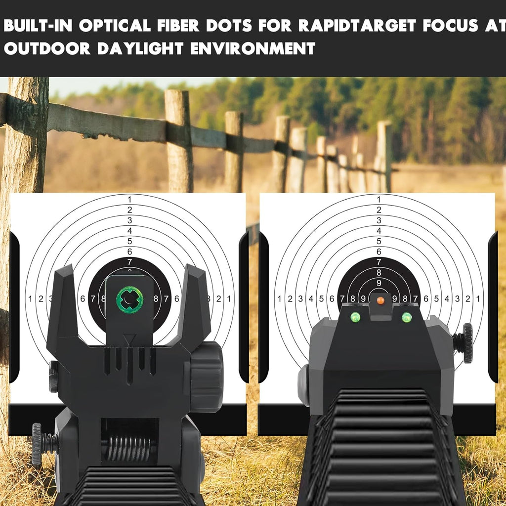ZBULAR Fiber Optic Sights - Tool-Free Adjustable Flip-Up Front & Rear Backup Sights | Green & Red Dots