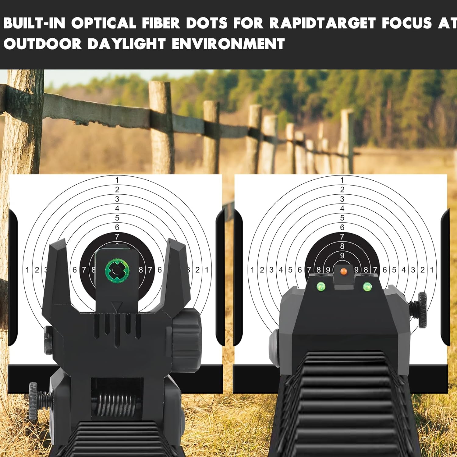 ZBULAR Fiber Optic Sights - Tool-Free Adjustable Flip-Up Front & Rear Backup Sights | Green & Red Dots