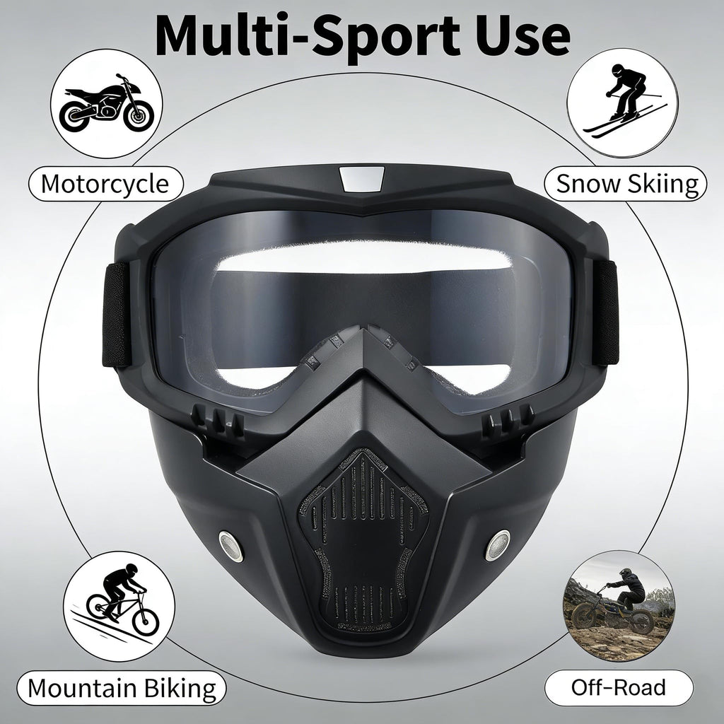 Paintball Mask Anti Fog,Airsoft Mask Full Face,Tactical Mask, Motorcycle Helmet Goggles with Removable Face Mask for Men Women (2Clear)