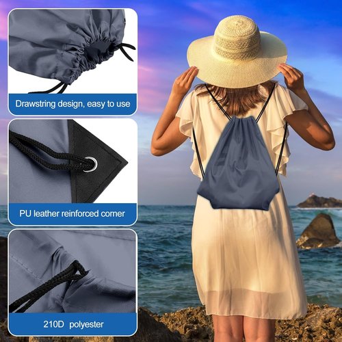KUUQA Gray Drawstring Bags - 25Pcs String Backpacks for Gym, Sports & Travel