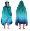 Hooded Beach Towel 39x68 Oversized 100% Cotton - Blue Tiles (1 Pack)