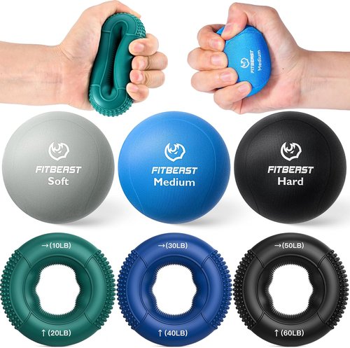 FitBeast Grip Strength Trainer - 6-Piece Finger Exerciser Set for Hand Therapy & Stress Relief