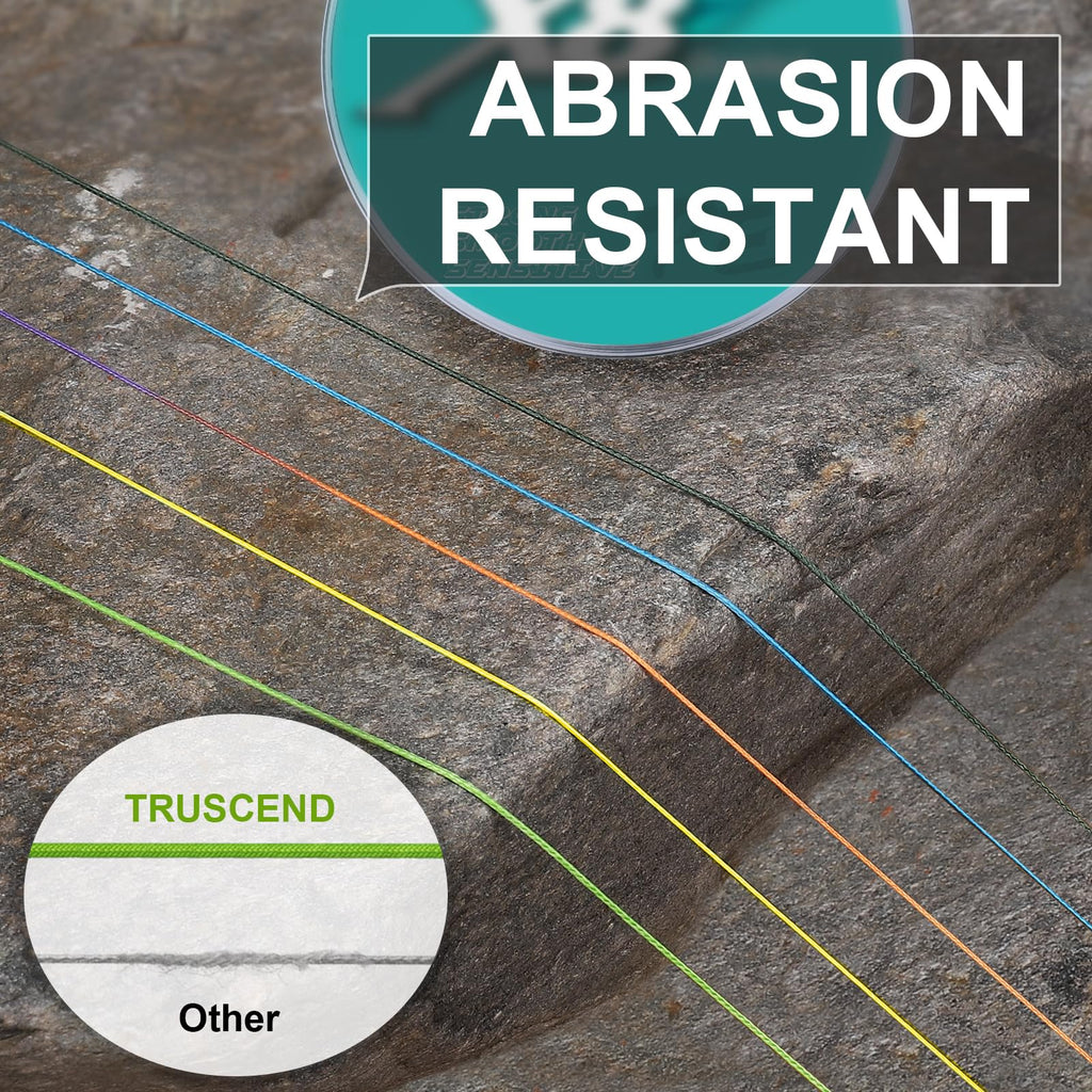 TRUSCEND X8 Braided Fishing Line, Upgraded Spin Braid Fishing Line, Smooth and Ultra Thin Braided Line, Fishing Wire Super Strength and Abrasion Resistant, No Stretch and Low Memory 55lb-547yds