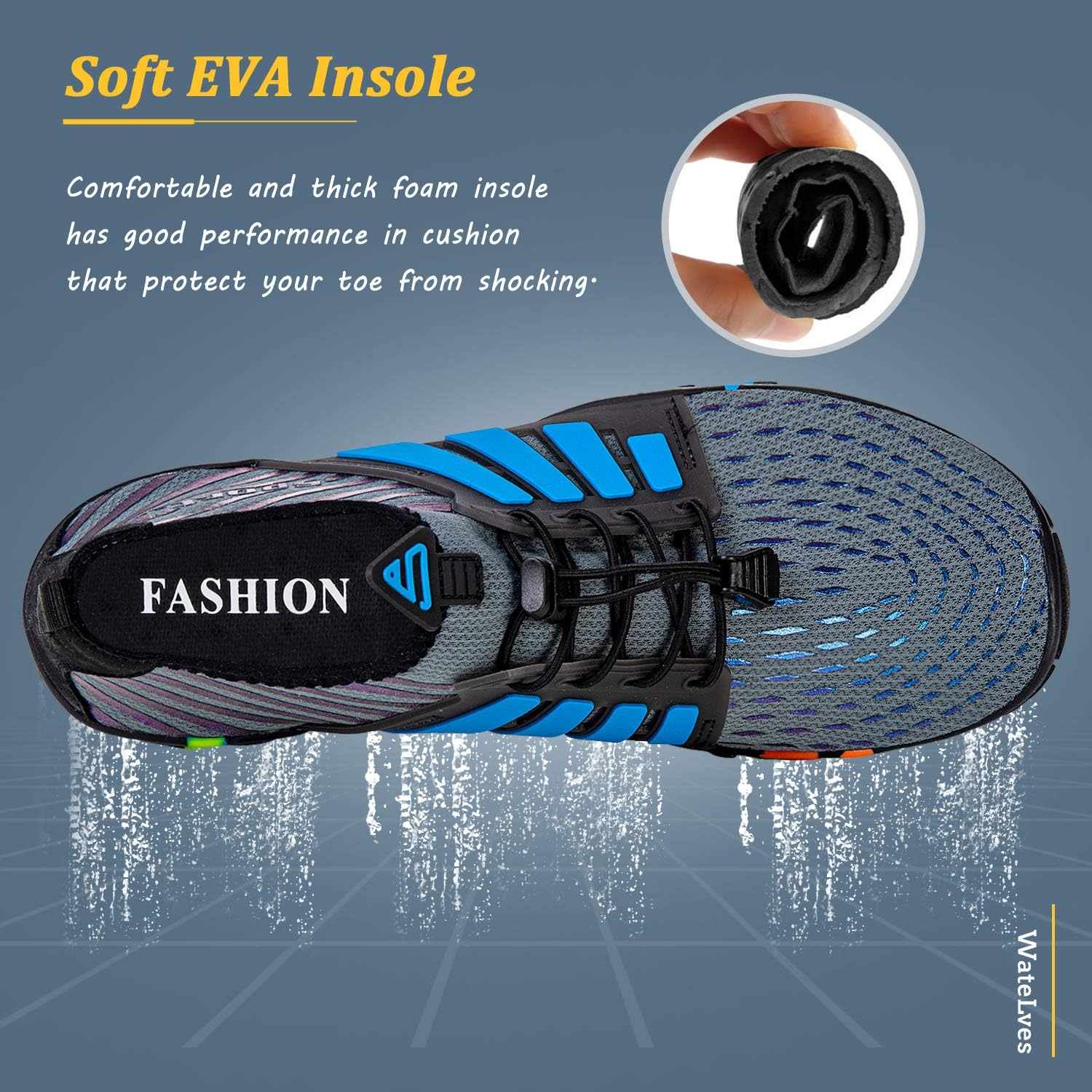 WateLves Water Shoes Mens Womens Beach Swim Shoes Quick-Dry Aqua Socks Pool Shoes for Surf Yoga Water Aerobics