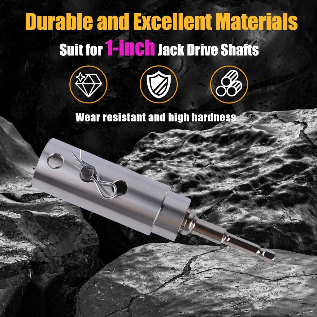 Skiennix Trailer Jack Drill Adapter - Stainless Steel Handle for 1 Inch Drive Shaft | Cordless Drill Compatible