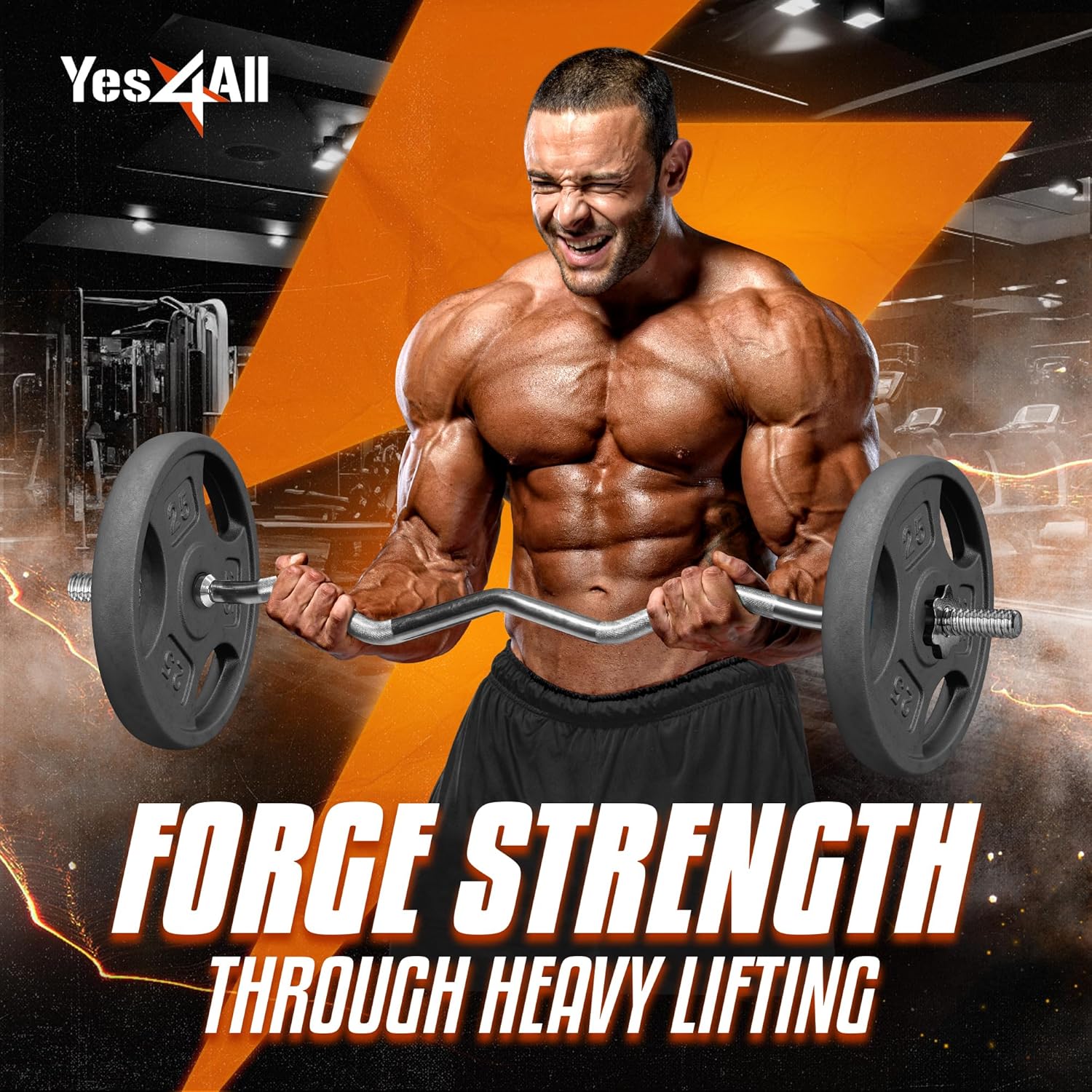 Yes4All 1-Inch Grip Weight Plates - Cast Iron for Strength Training | Multiple Sizes 2.5 lb to 35 lb